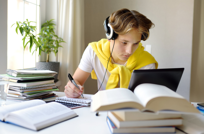 Teenager,Boy,Study,At,Home.,Online,Education,And,Distance,Learning